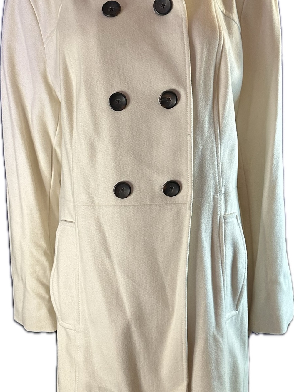 Women's Old Navy Double-Breasted Cream Coat Size